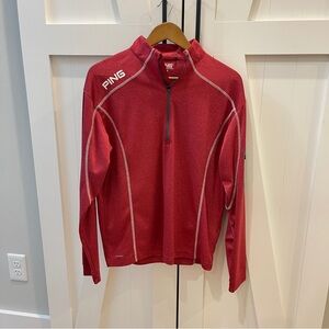 Ping 1/4 Zip Ranger Pullover Men Sz M Red Golf Performance Preppy Light